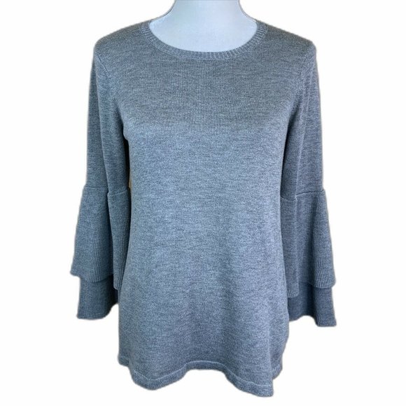 Kensie -  Stretch Crew Neck Ruffle Sweater - Picture 1 of 9